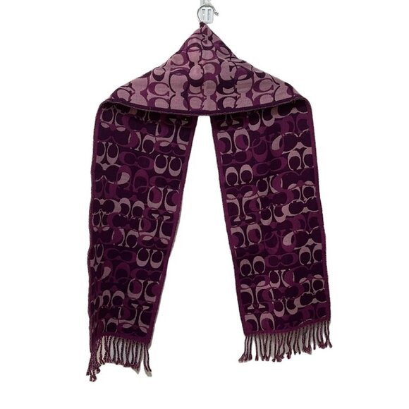 Auth COACH - Purple Light Purple Light Pink Wool Scarf - Picture 1 of 5
